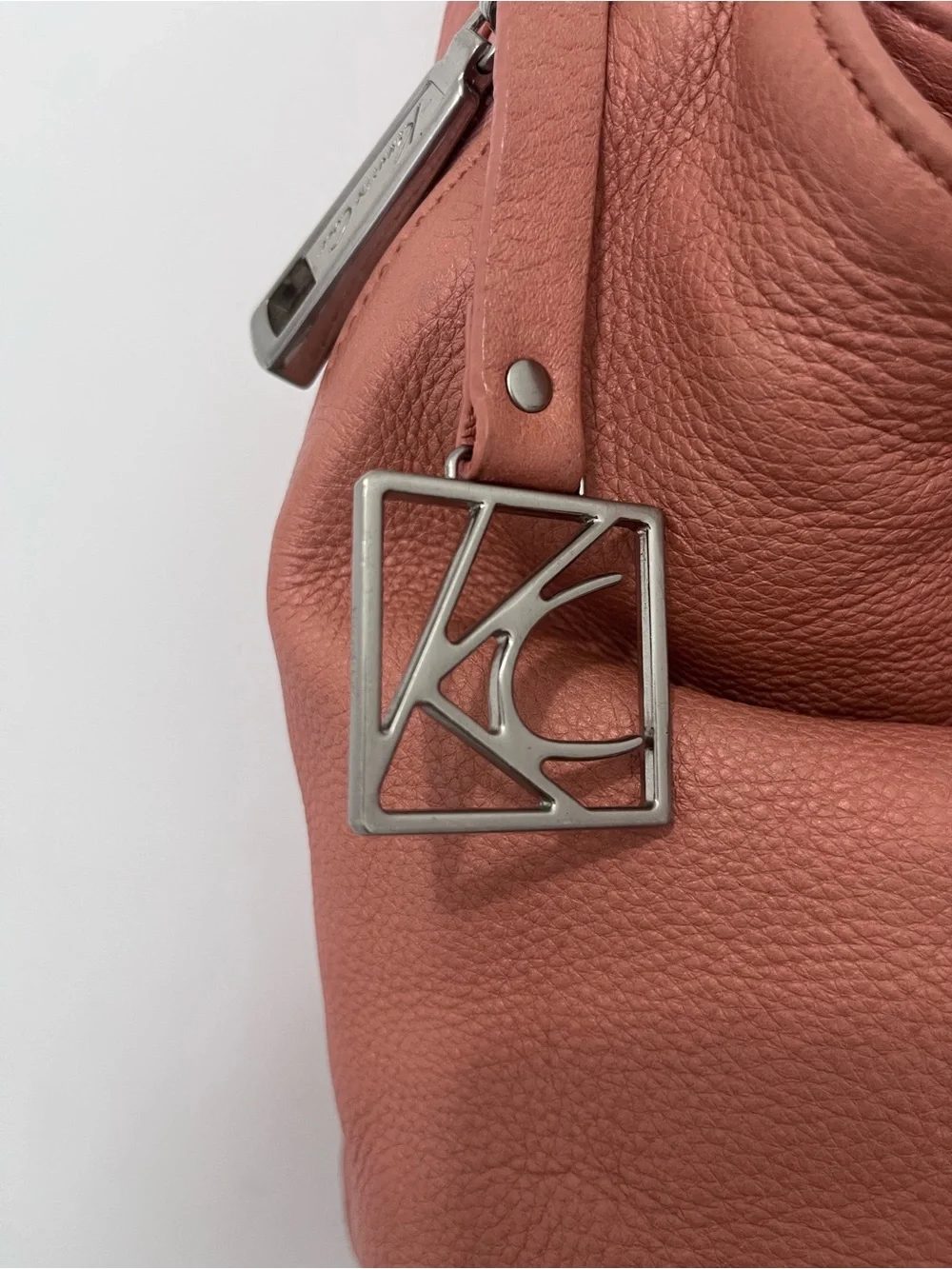 Kenneth Cole Leather Salmon Hobo Bag w/ Hidden Zip Pockets